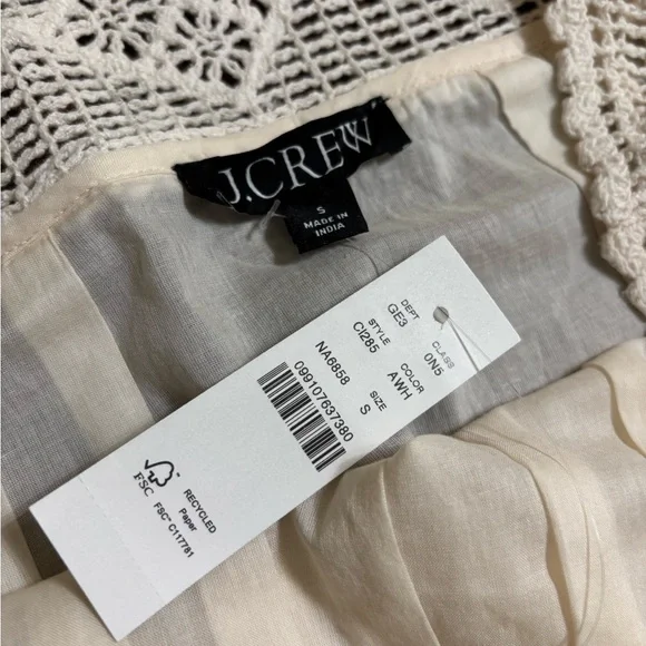 J. Crew Cream Maxi Dress with Crohet Detail - Picture 2 of 2